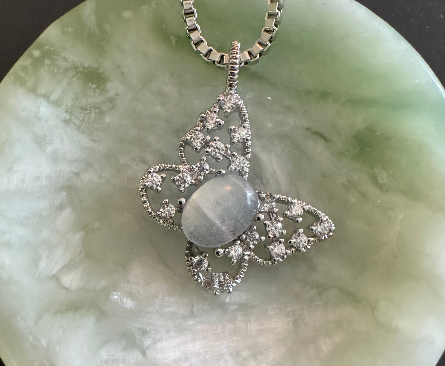 Moonstone Butterfly Pendant with SS Chain