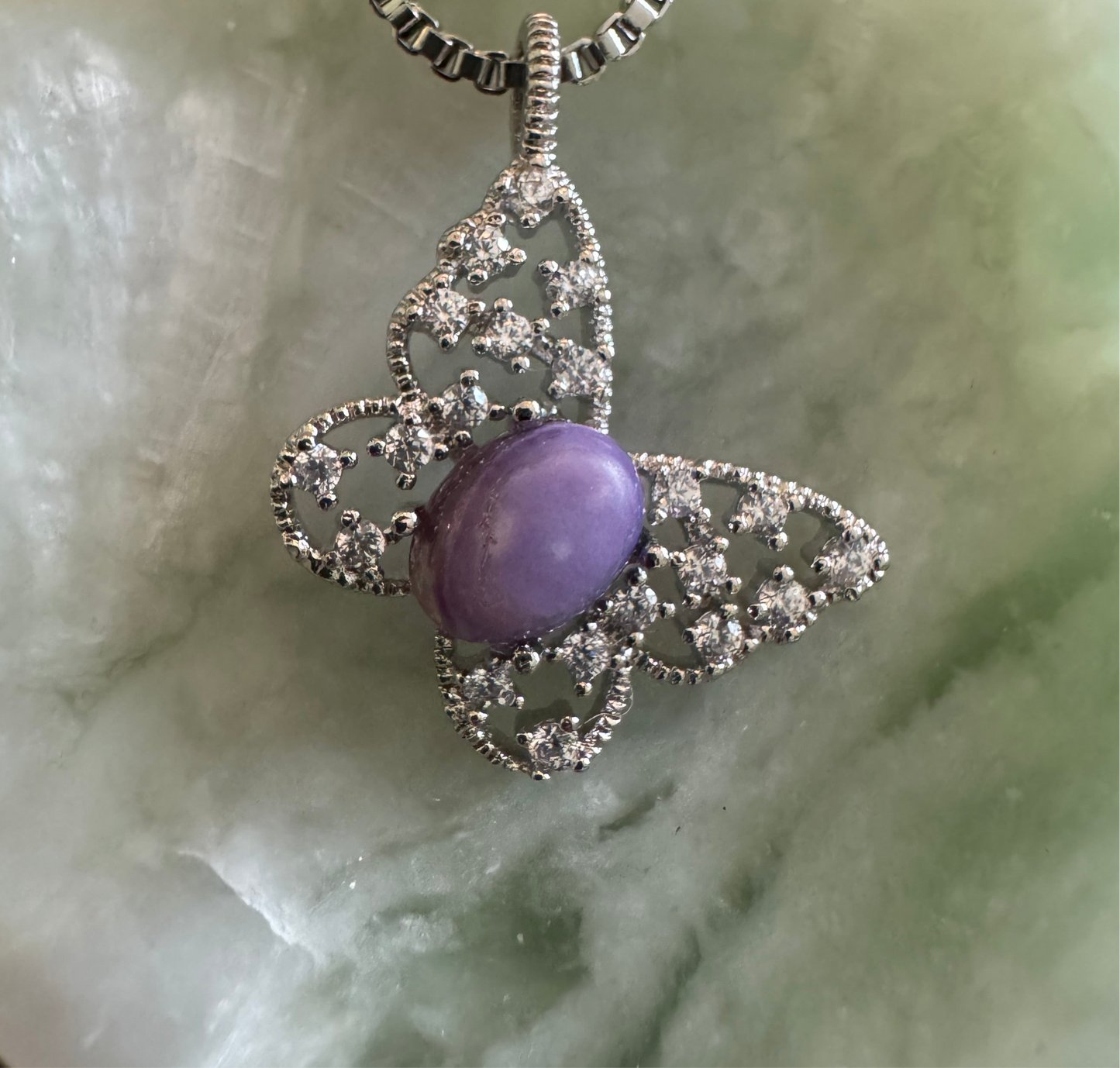 Sugilite Butterfly Pendant w/Sterling Silver Chain