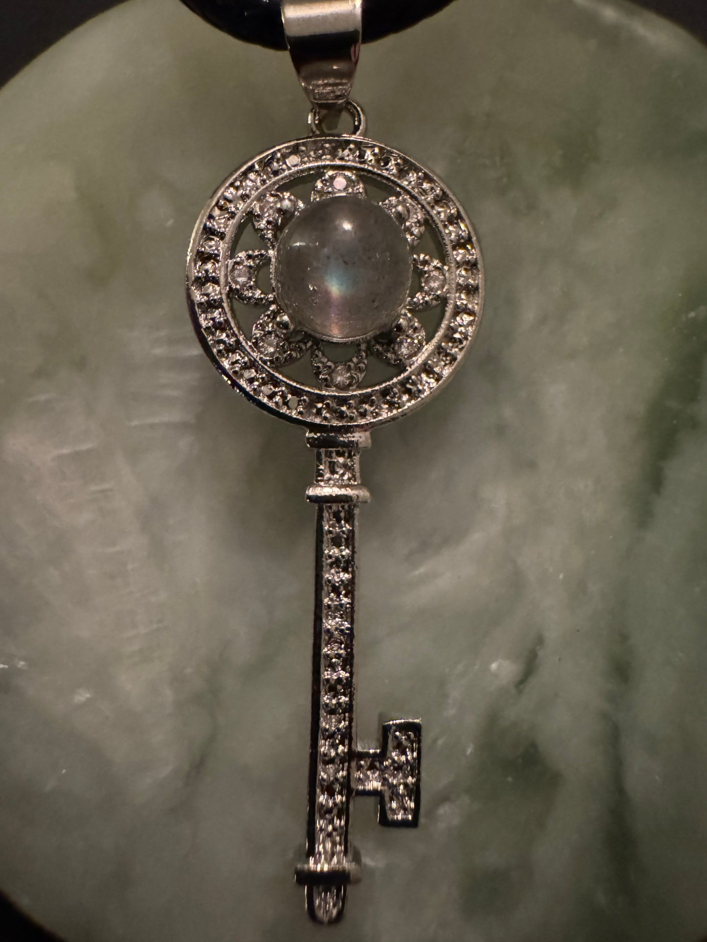 Labradorite Key Pendant w/Rainbow flash