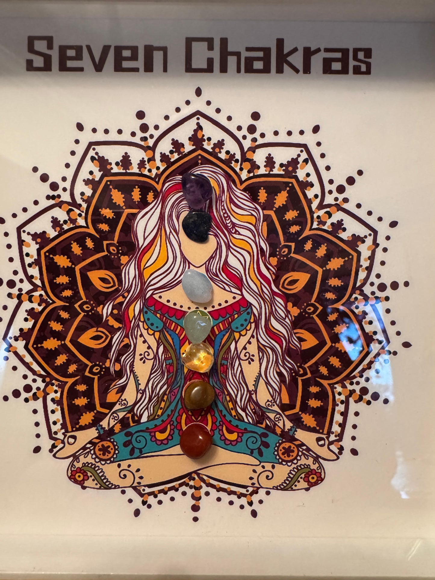 Hand Crafted Buddha and 7 Chakra Framed Art
