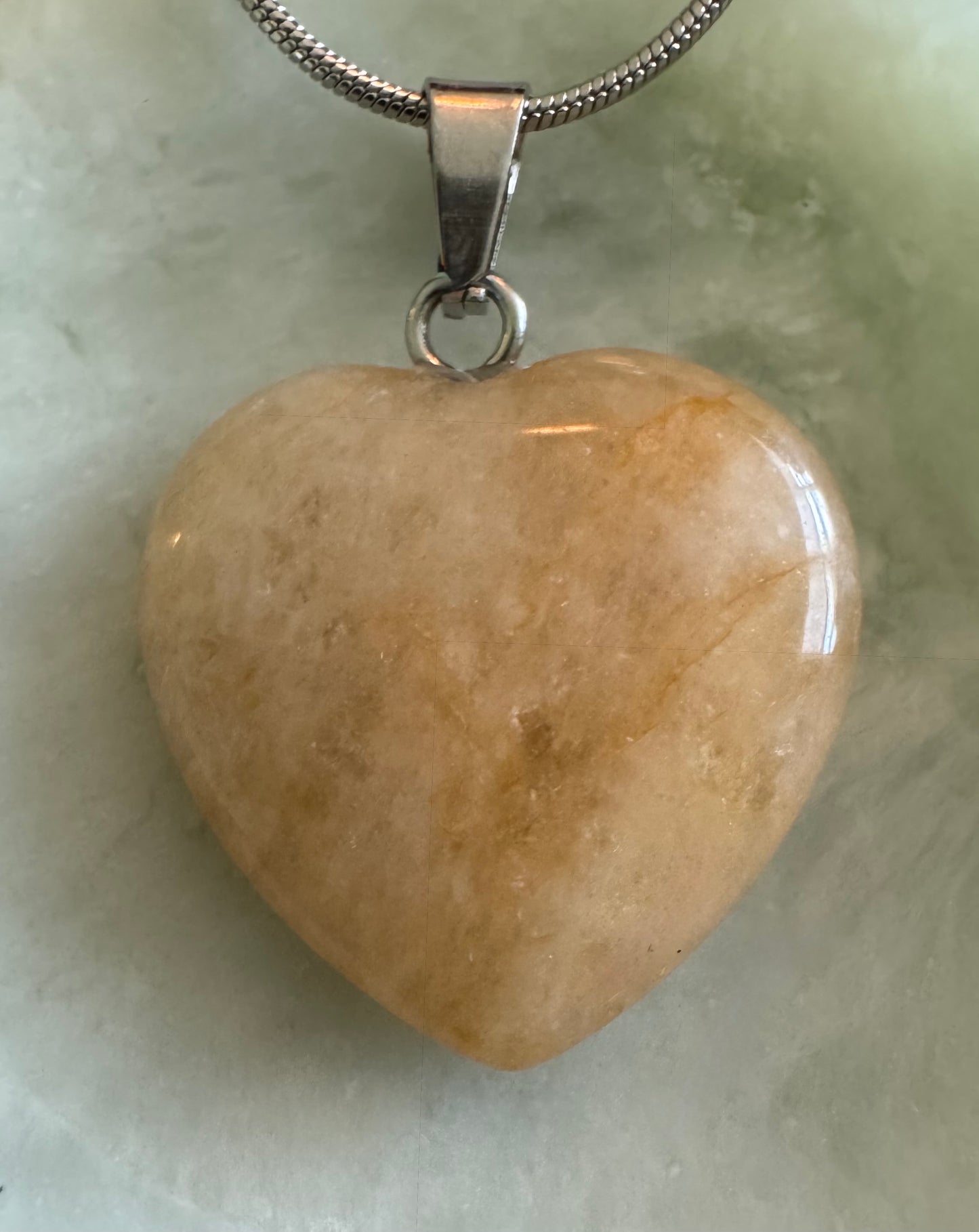Citrine Heart Pendant with SS Chain