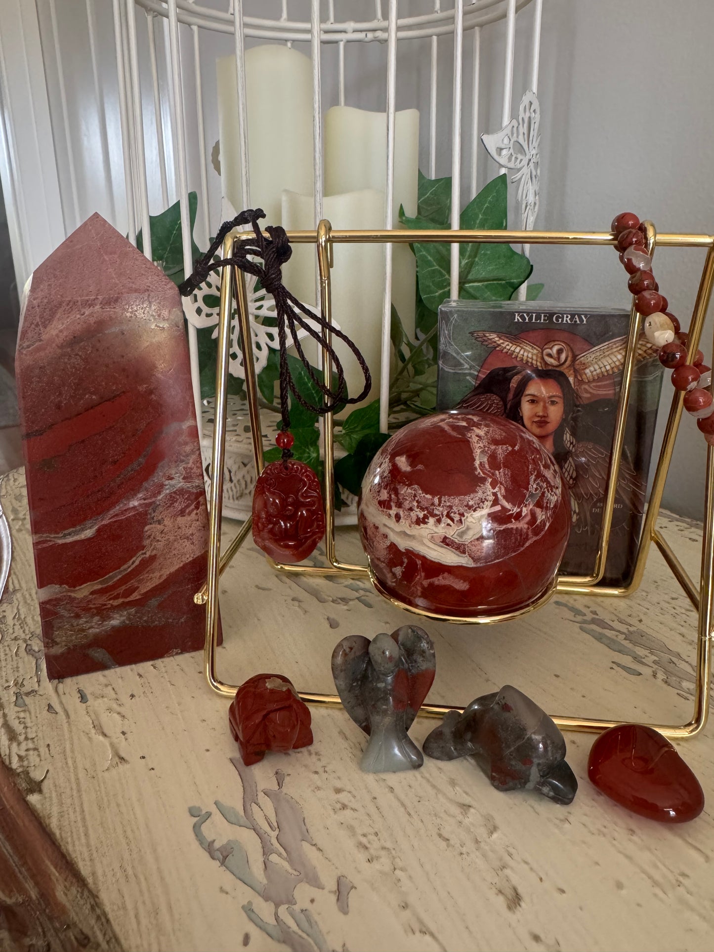 Red Jasper Brecciated Crystal Set - 9 Piece Root Chakra Collection