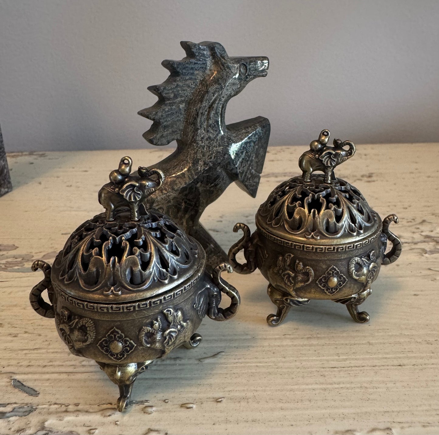 Brass Elephant Top Incense Holder