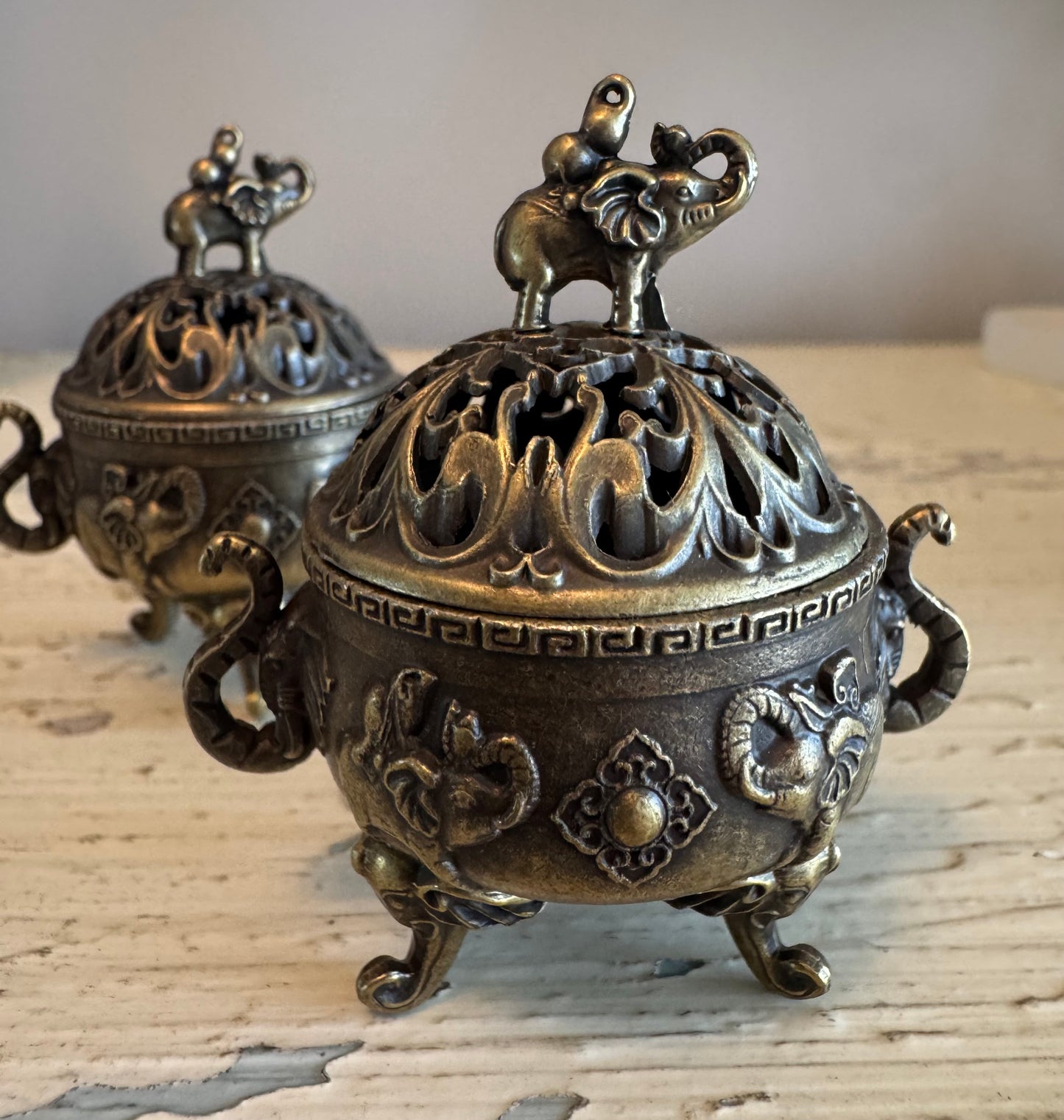 Brass Elephant Top Incense Holder
