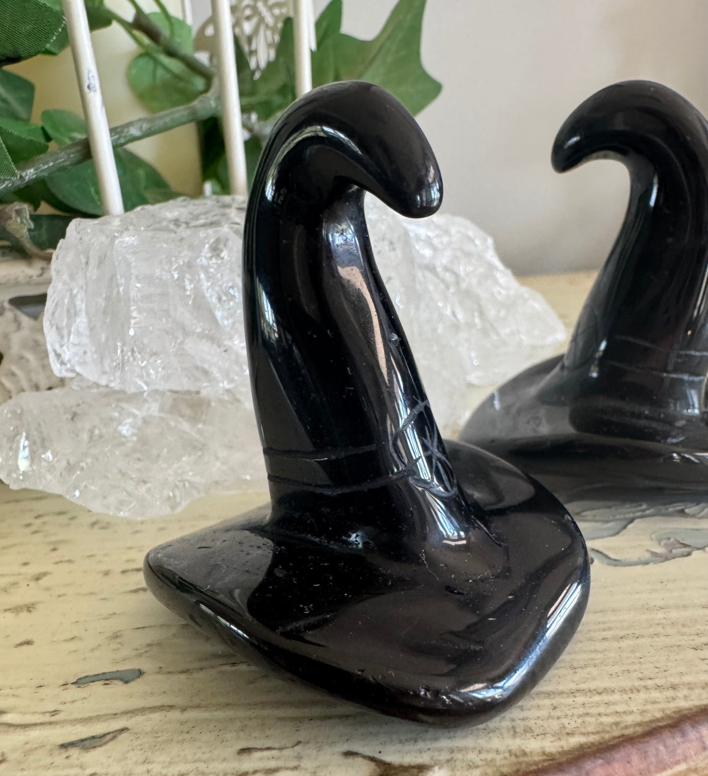 Black Obsidian Witch Hat Carving