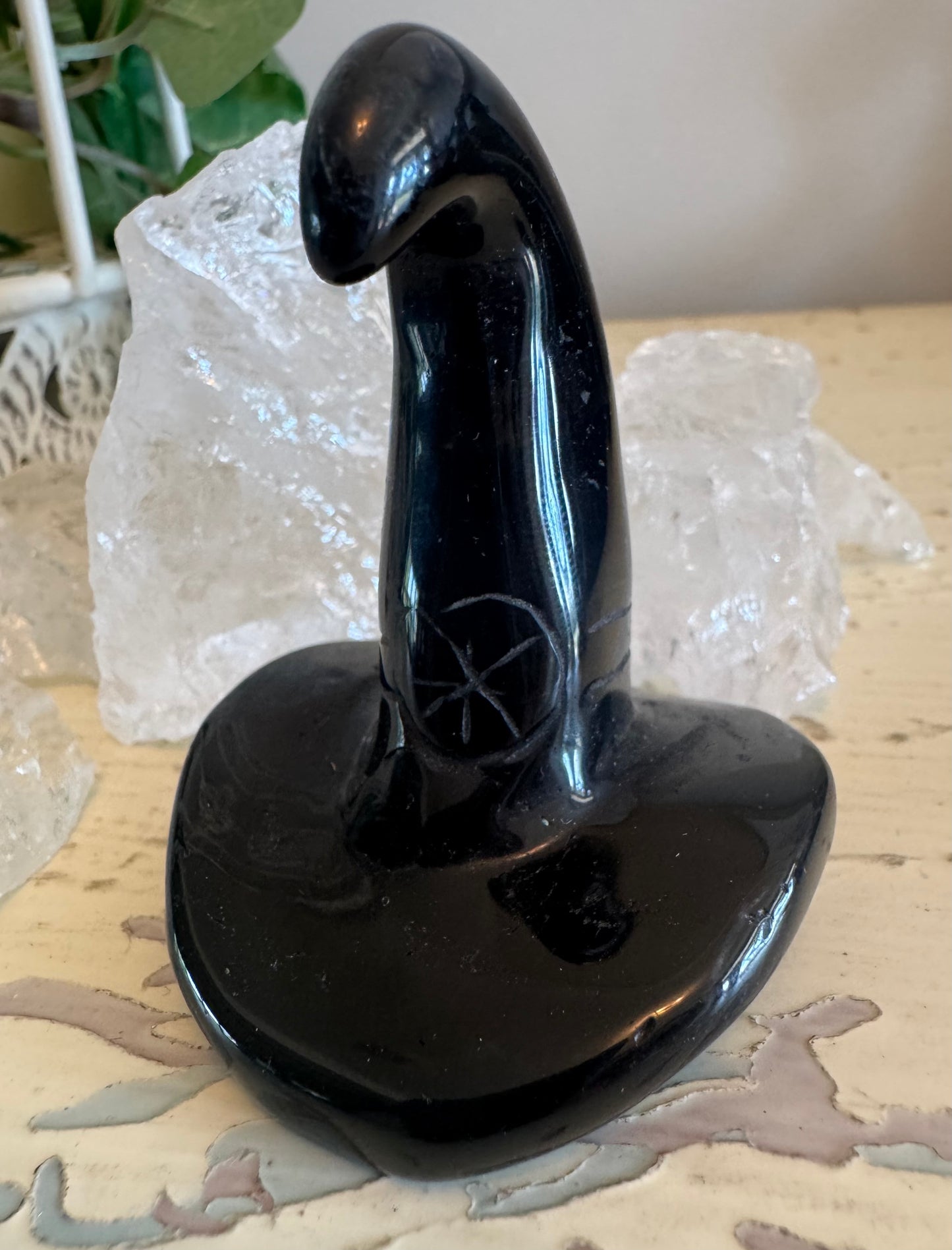 Black Obsidian Witch Hat Carving