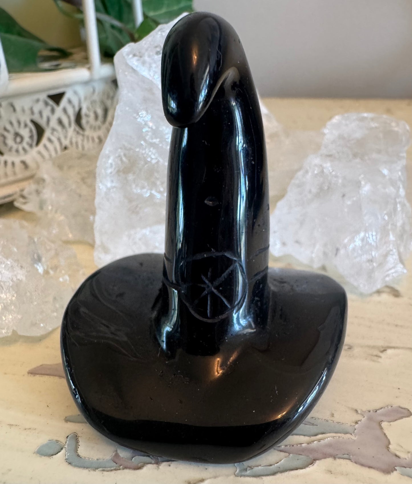 Black Obsidian Witch Hat Carving