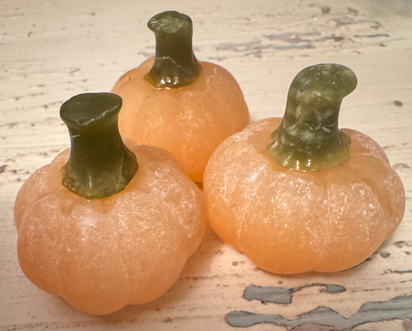 Orange Calcite Pumpkin Carvings