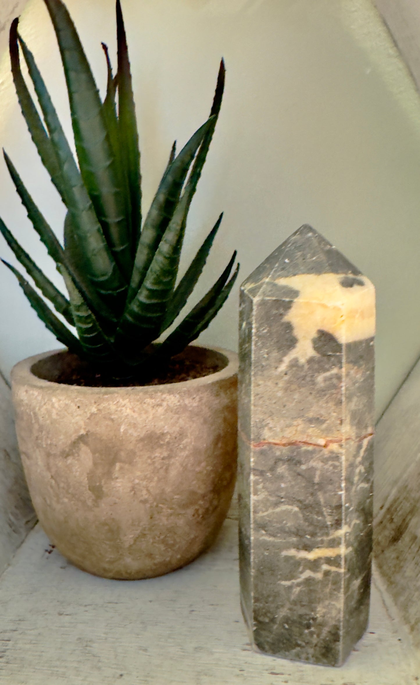 Zebra Marble Mini Hexagonal Tower (B)