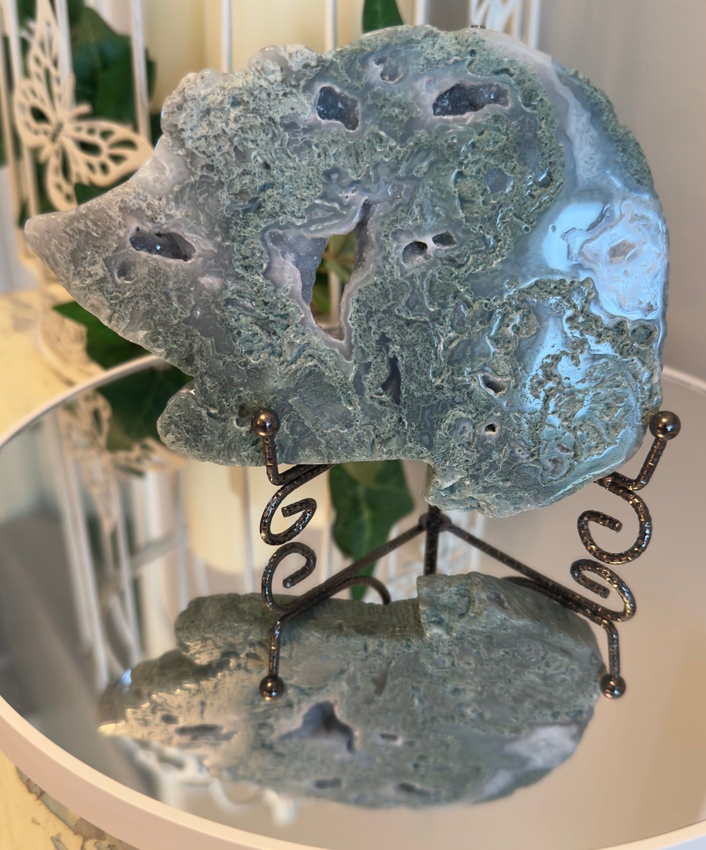 Moss Agate "Mouse" Slab (Druzy)