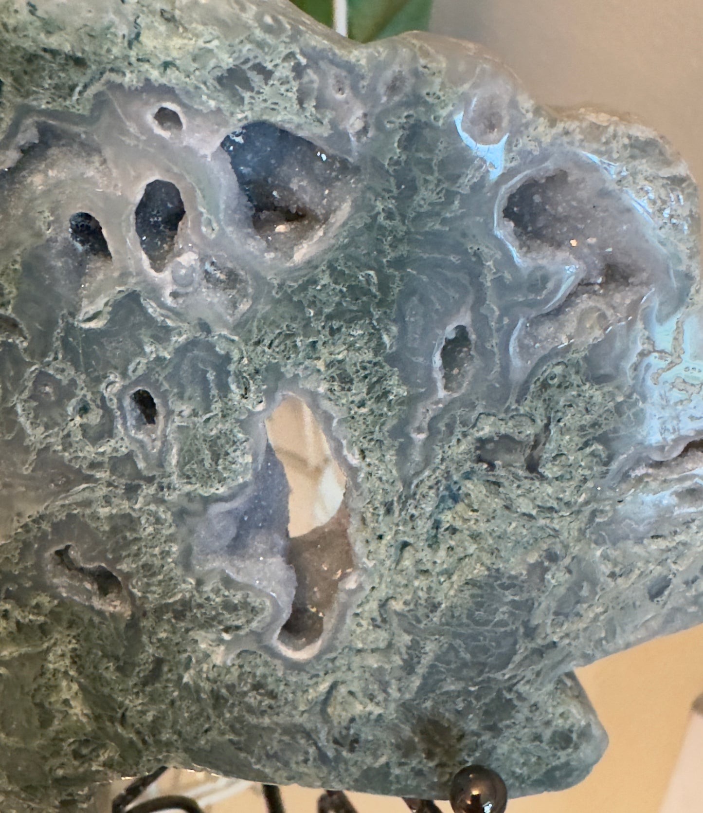 Moss Agate "Mouse" Slab (Druzy)