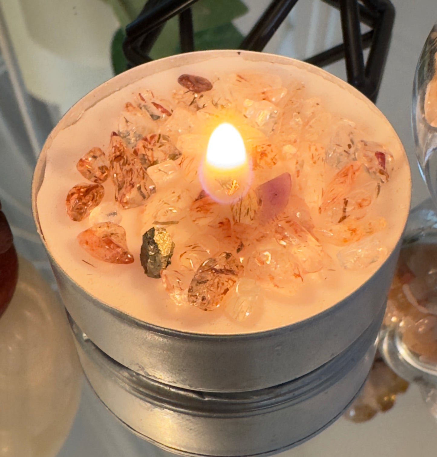 Citrine Heart Cluster & White Calcite Gnome Set