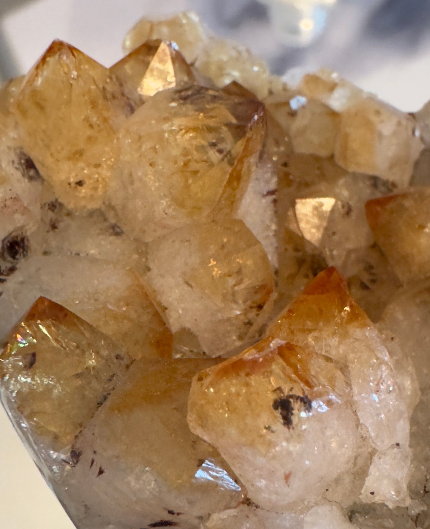 Citrine Heart Cluster & White Calcite Gnome Set