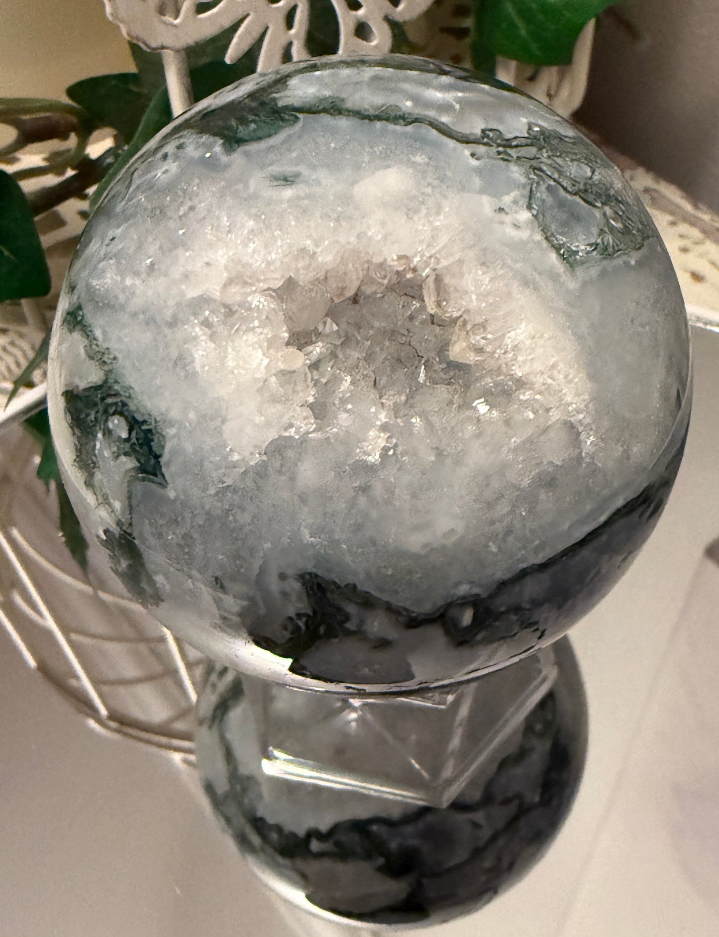 Tree Agate Druzy Sphere (D) (L)