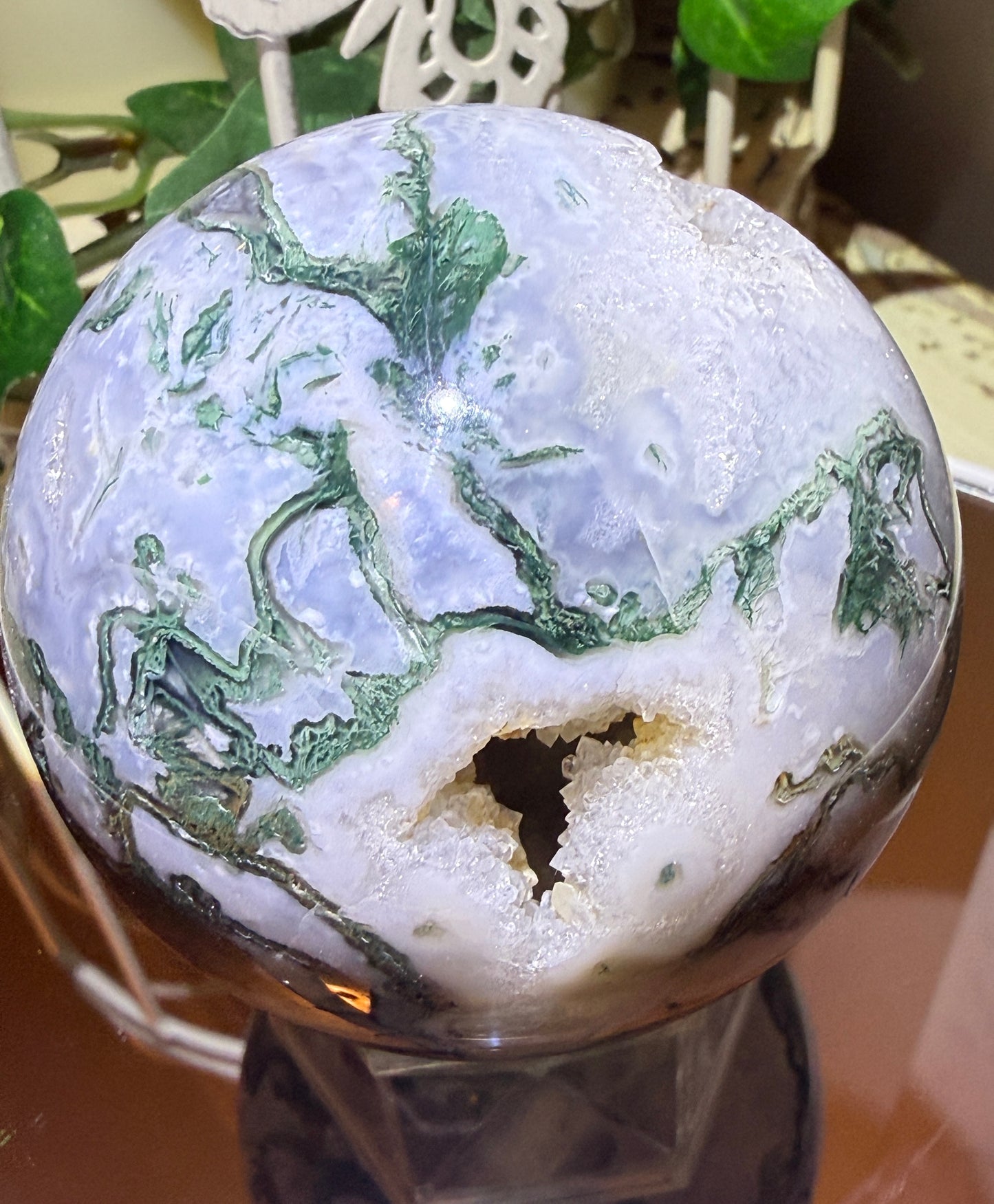Tree Agate Druzy Sphere (D) (L)