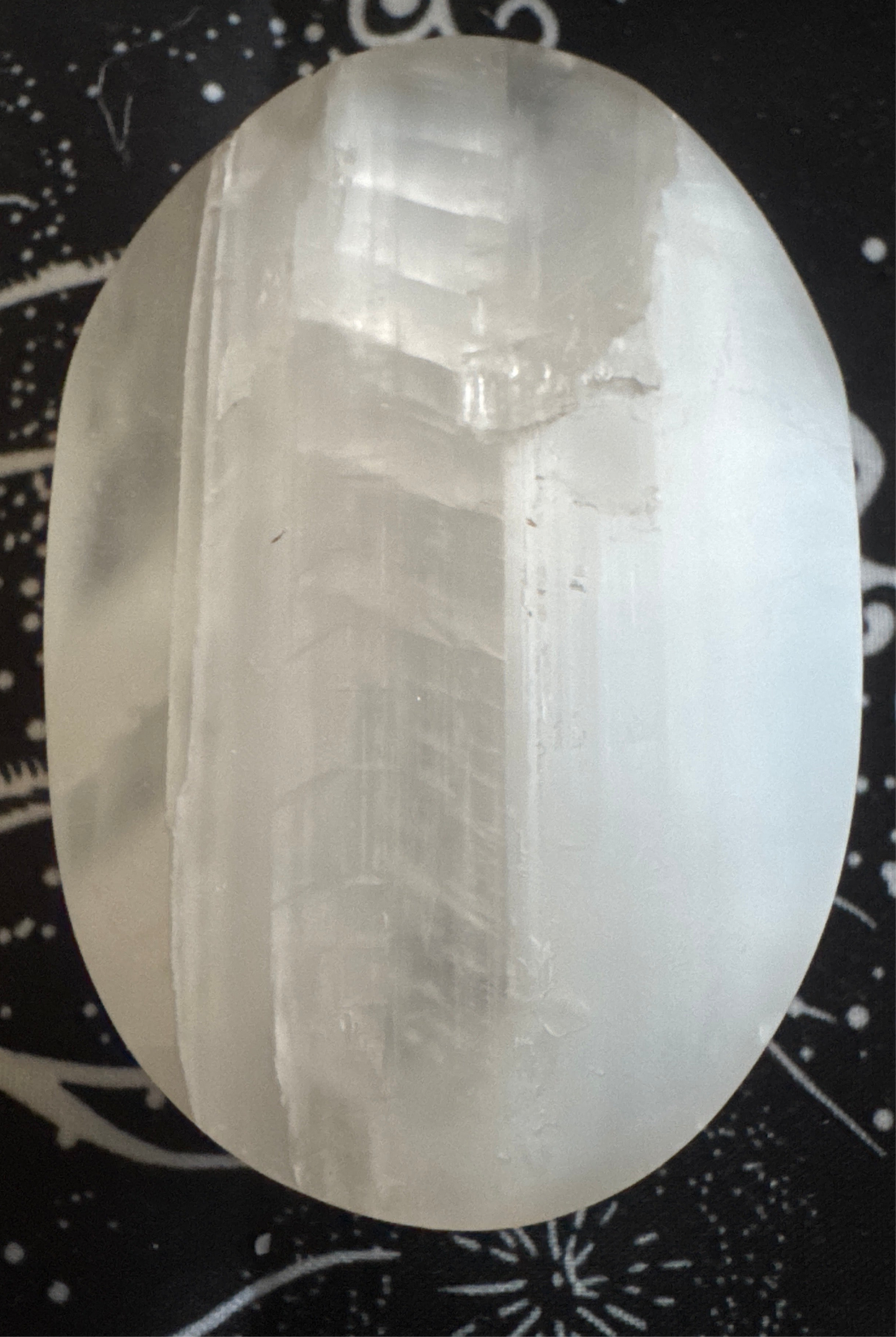 White Selenite Palm Stone Large