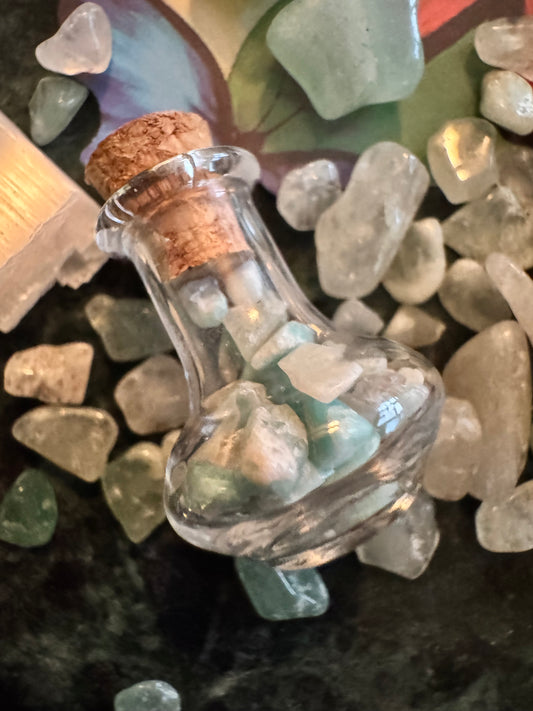 Calm Positivity Flurorite, Aventurine and Amethyst Spirit Angel Led Charm / Spell Bag