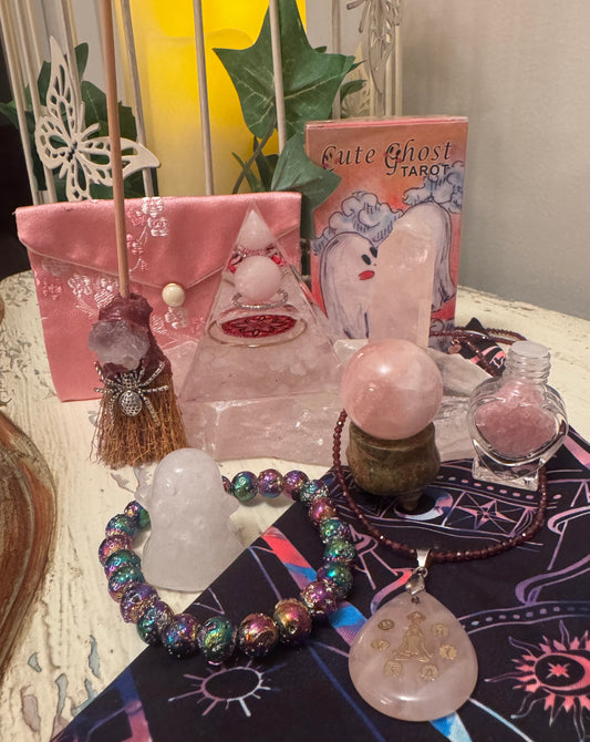 Pink Ghost Tarot and Orgone Pyramid Set