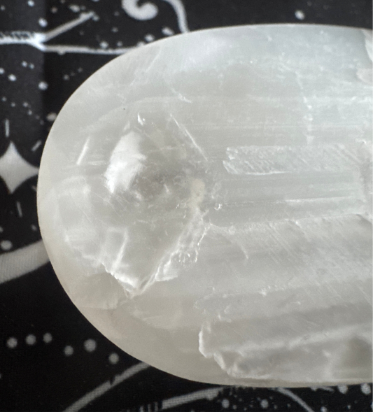 Natural Selenite Palm Stone Large