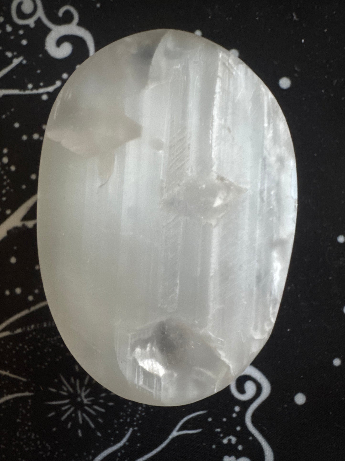 White Selenite Palm Stone Large