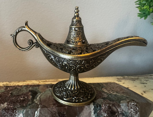 Magic Lamp Brass Color Metal Incense Burner / Sphere Holder (B)