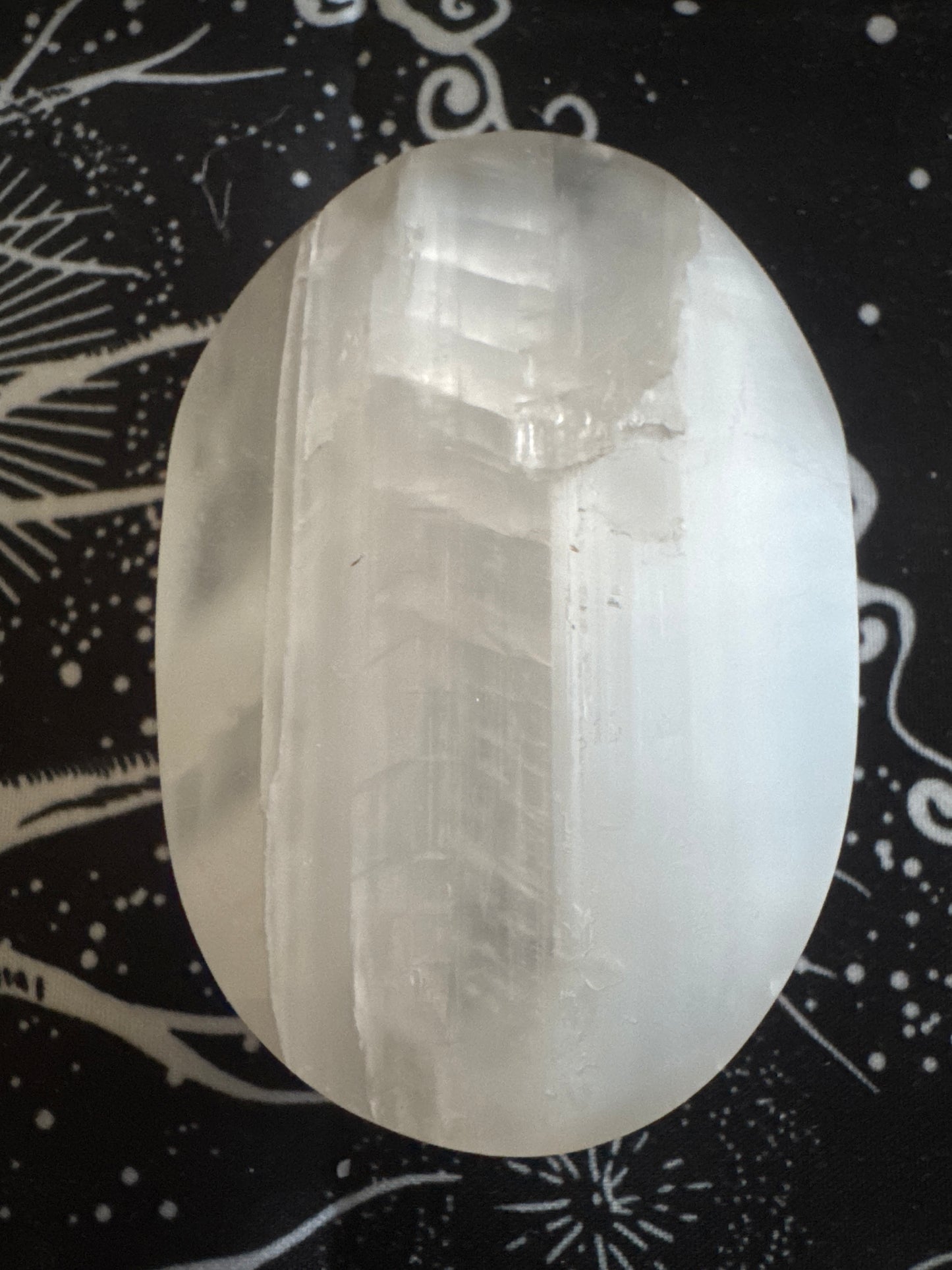 White Selenite Palm Stone Large