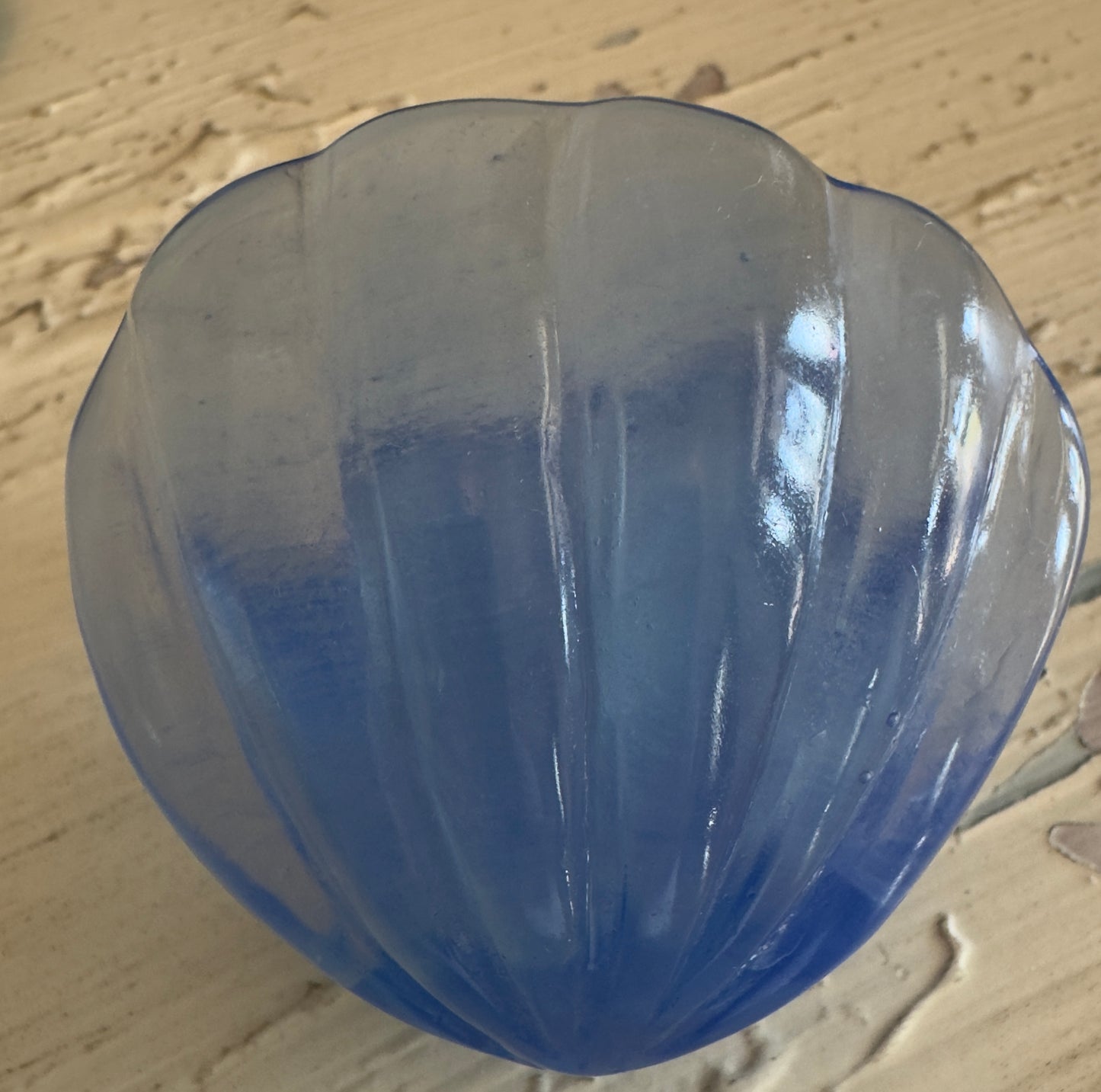 Blue Calcite Carved Clam Shell Bowl