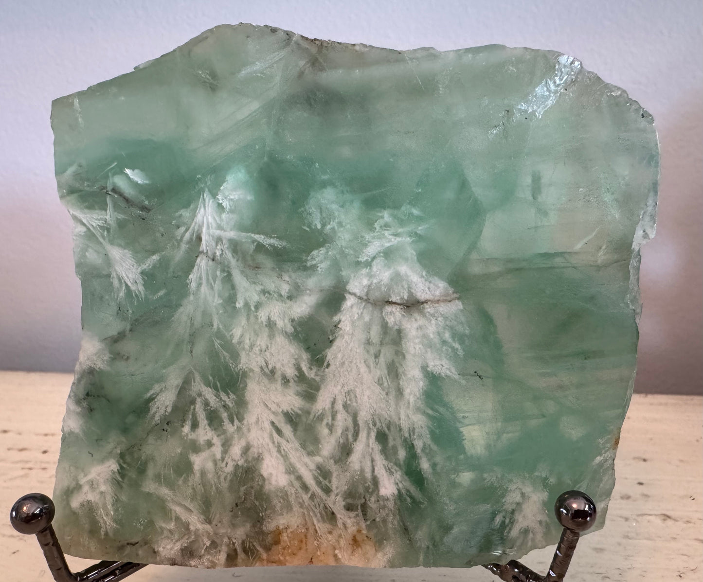 Fluorite with Goethite Dendrites Slab