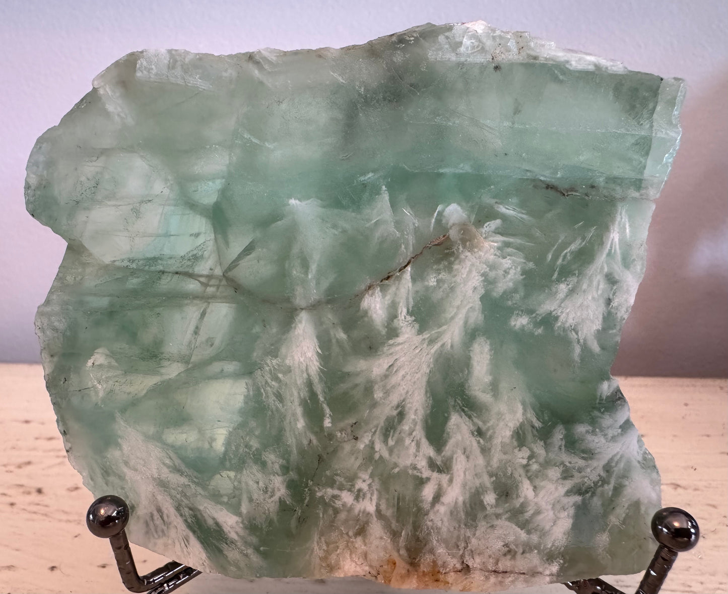 Fluorite with Goethite Dendrites Slab