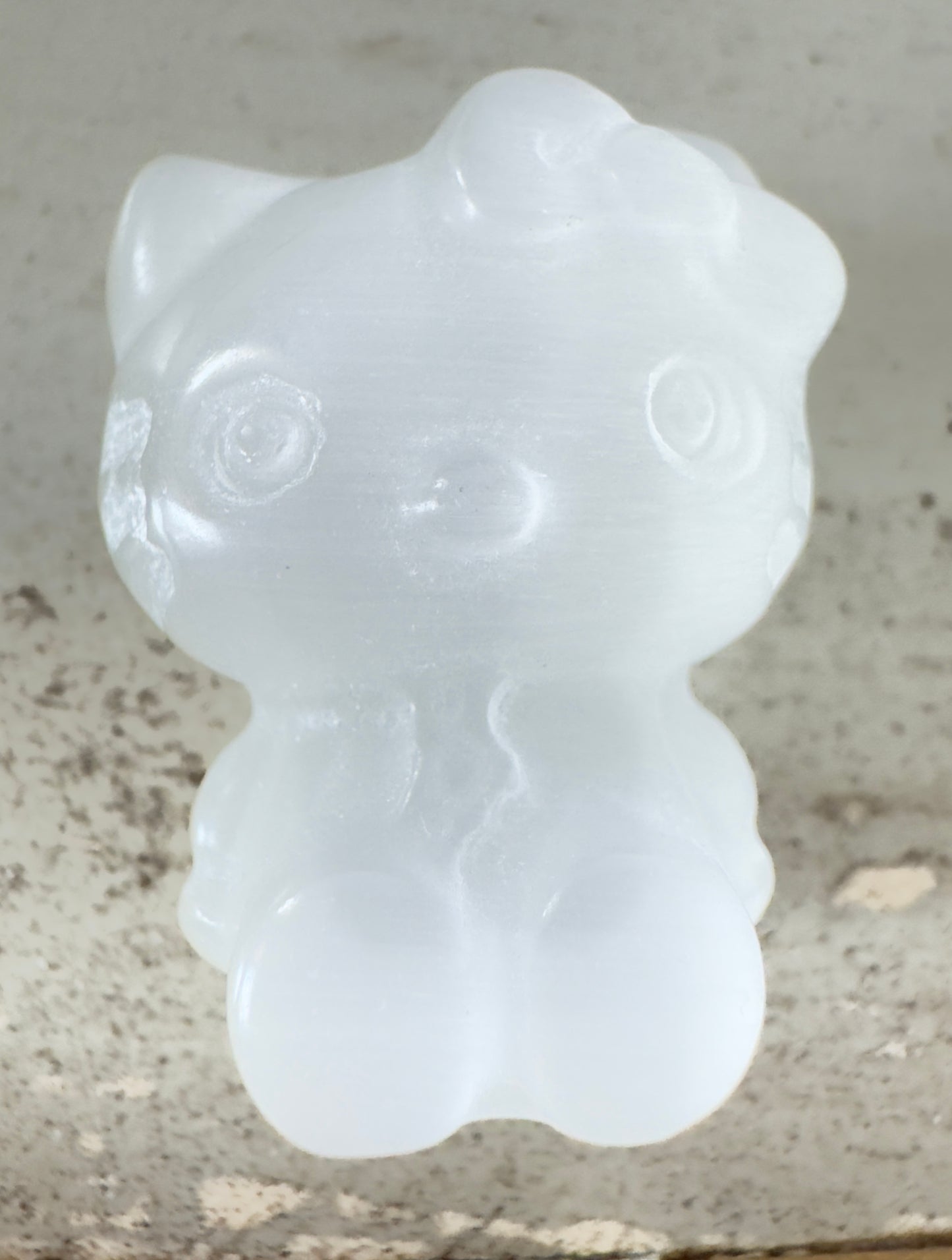 Hello Kitty Selenite with CatsEye Carvings