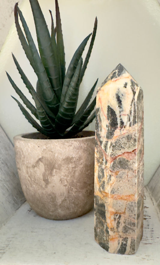 Zebra Marble Mini Hexagonal Tower (A)
