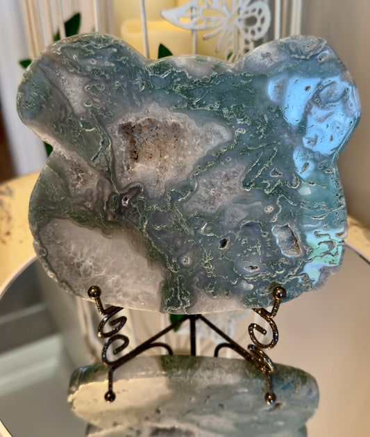 Moss Agate "Bear" Slab (Druzy)