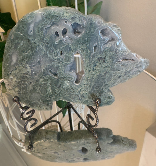 Moss Agate "Mouse" Slab (Druzy)