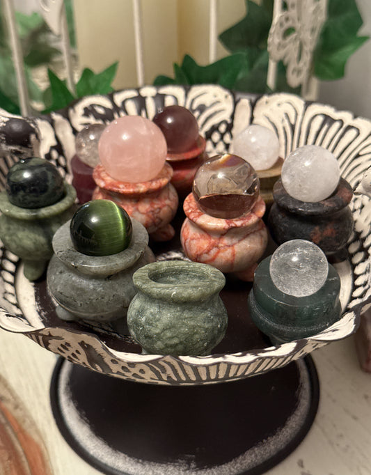 Natural Crystal Little Cauldrons / Sphere Holders