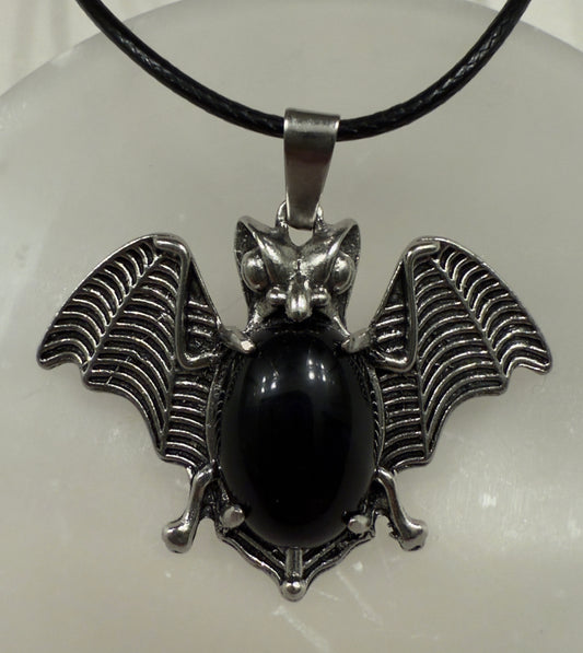 Bat Pendants with Natural Crystals