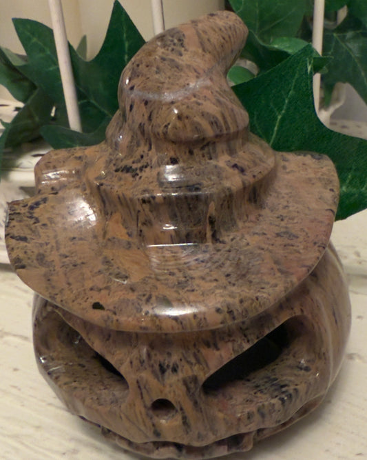 Jack O'Lantern Dendritic Jasper Crystal Carving