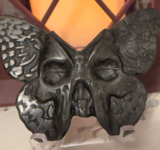 Golden Sheen Obsidian Skull Butterfly