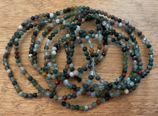 Elbaite Tourmaline 3mm Multi-Faceted Bead Bracelet