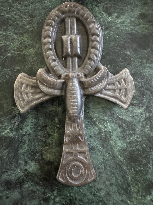 Silver Obsidian Ankh