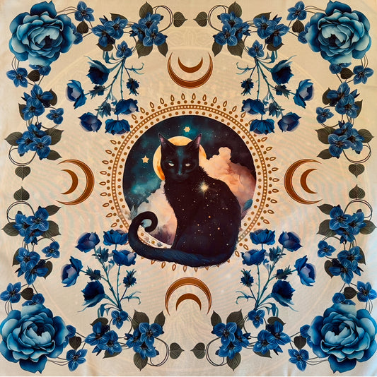 Black Cat Blue Rose Altar Cloth