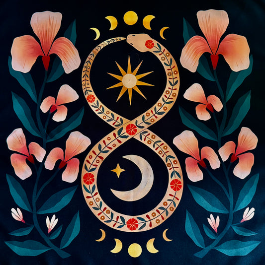 Peach Iris and Celestial Snake Altar Cloth