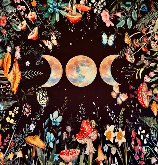 Triple Moon & Mushrooms Altar Cloth