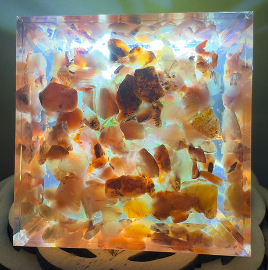 Carnelian & Peridot Tree Orgonite Pyramid
